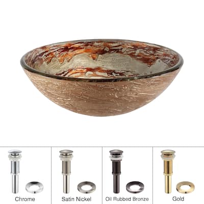 KRAUS 16 1/2 inch Brown Round Glass Vessel Bathroom Sink
