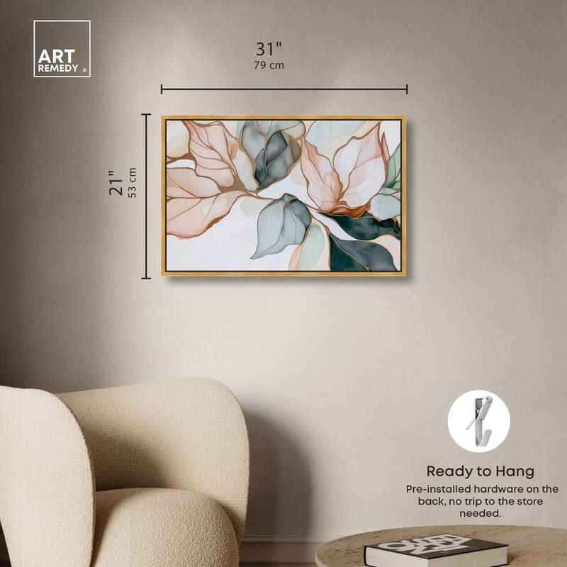 Golden Veined Leaves I Canvas by Art Remedy