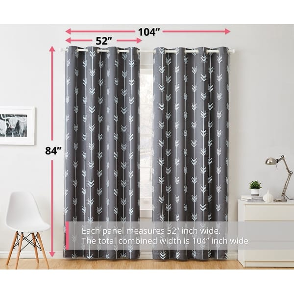dimension image slide 0 of 4, HLC.me Arrow Thermal Room Darkening Blackout Energy Efficient Window Curtain Grommet Panels - Set of 2