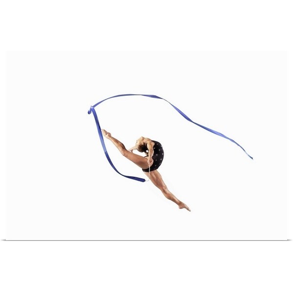 "Female Athlete Jumping Gracefully Mid Air With a Ribbon" Poster Print