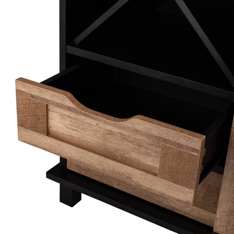 Glitzhome 32.25"H Mid Centry Modern Industrial Bar Cabinet Buffet Sideboard