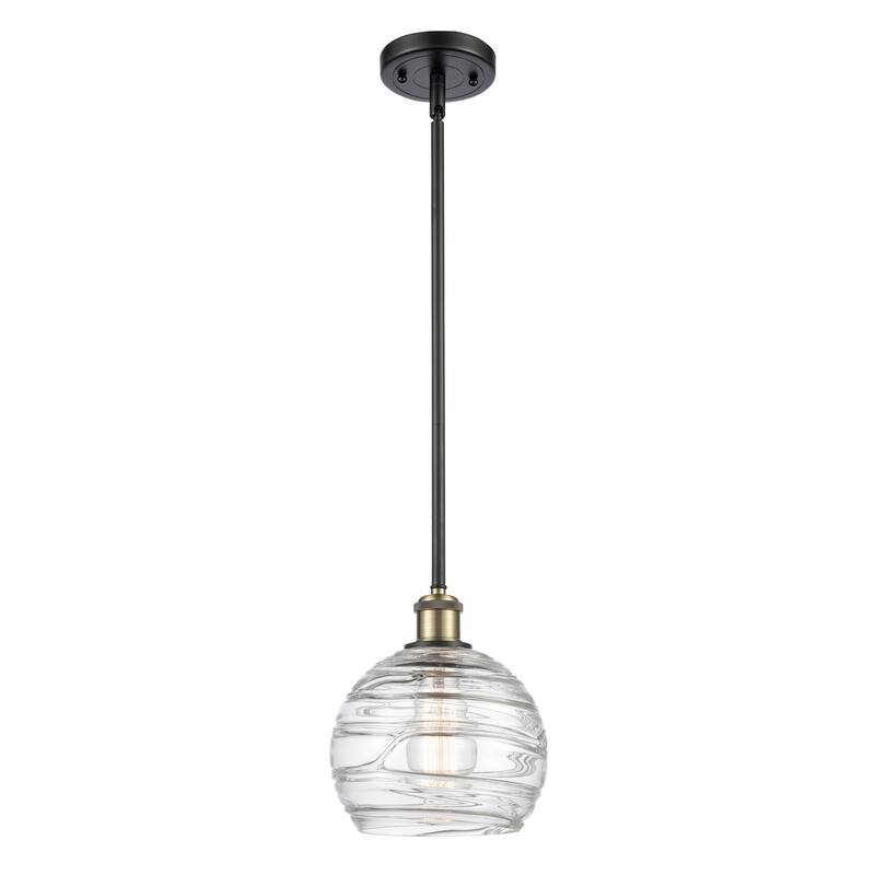Innovations Lighting Athens Deco Swirl - 1 Light 8" Stem Hung Mini Pendant - Black Antique Brass