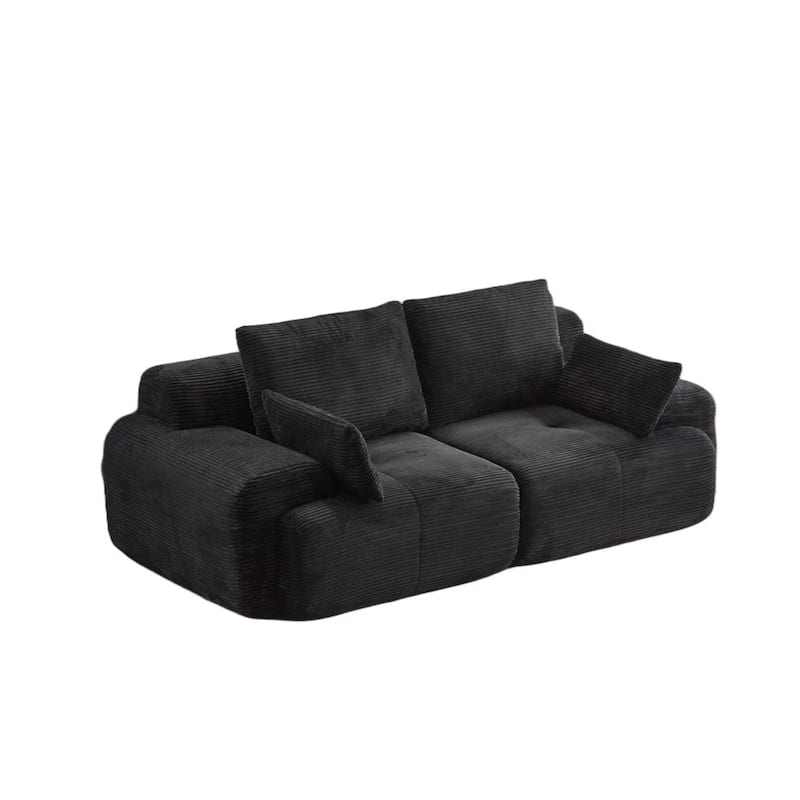 Oversize Memory Foam Compressed Deep Seat Couch Loveseat Sofa Pet-Friendly Corduroy 2 Seater Modular Sectional Sofa, No Assembly
