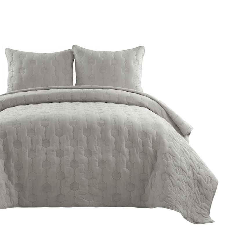 Lush Decor Hexagon Honeycomb Embroidered Textured Cotton Quilt