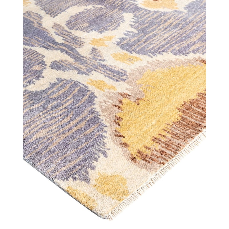 Ikat One-of-a-Kind Hand-Knotted Area Rug, Blue - 9' 1" x 12' 0"