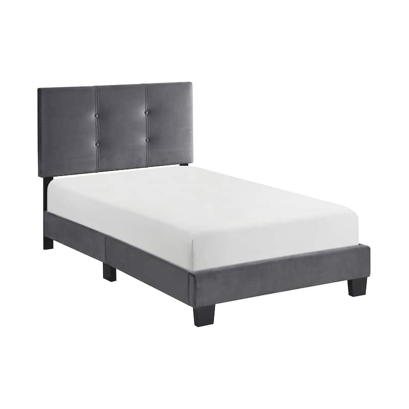 Fort Velvet Upholstered Platform Bed, Twin - Dark Gray