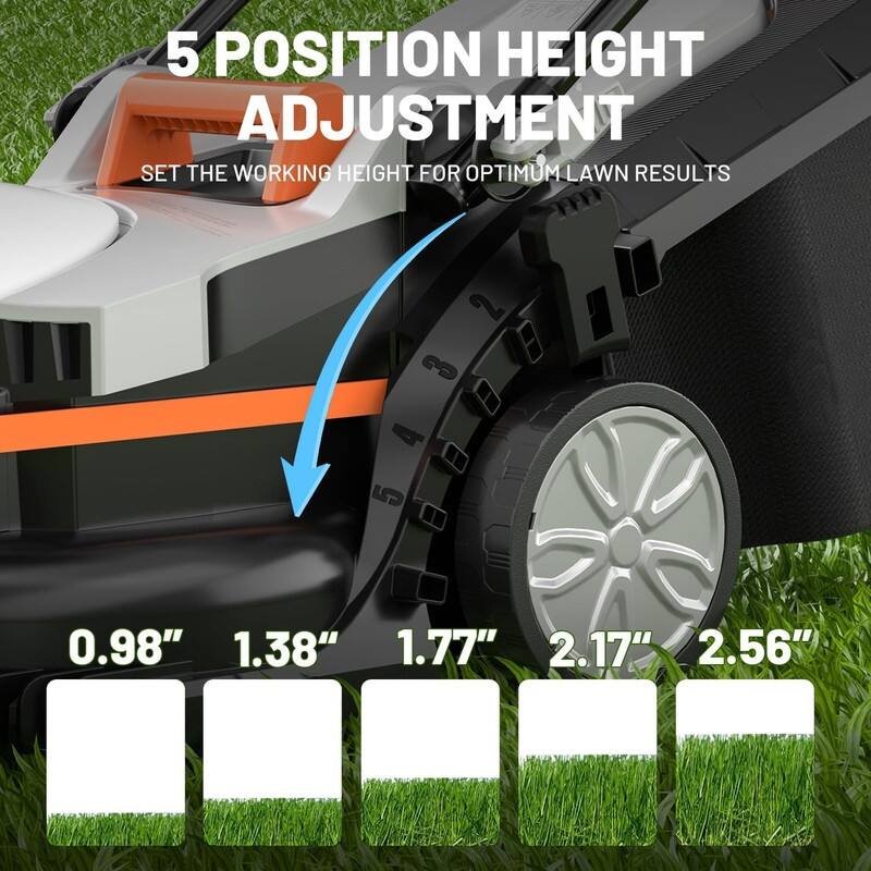 13-Inch Cordless Mower, U20 Handy+ 20V Electric Mower, 5 Height Adjustments, Lightweight, Includes 4.0Ah Portable Battery
