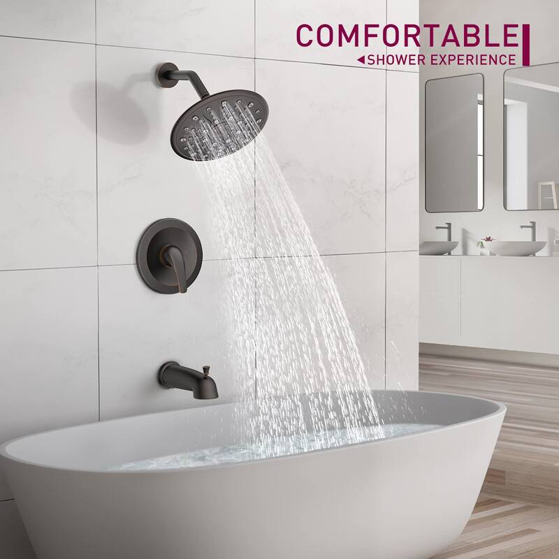 Proox 9 inch Single Handle Rainfall Round Shower Head Faucet W/ Wall Mounted Bathtub Spout