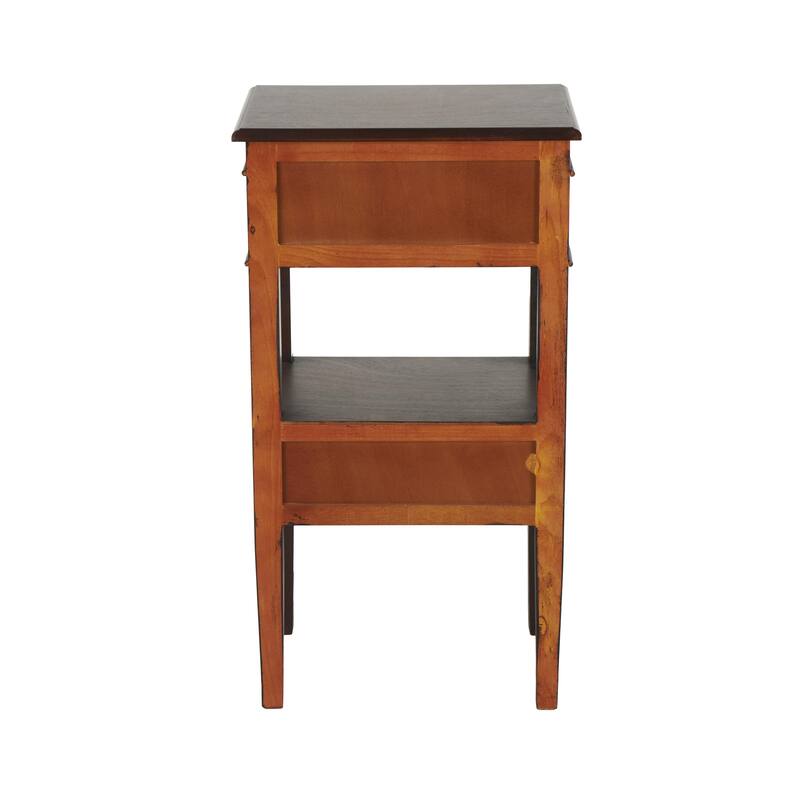 Wood 2 Drawers and 1 Shelf Accent Table - Brown, Light Brown or White - Roche River Decor