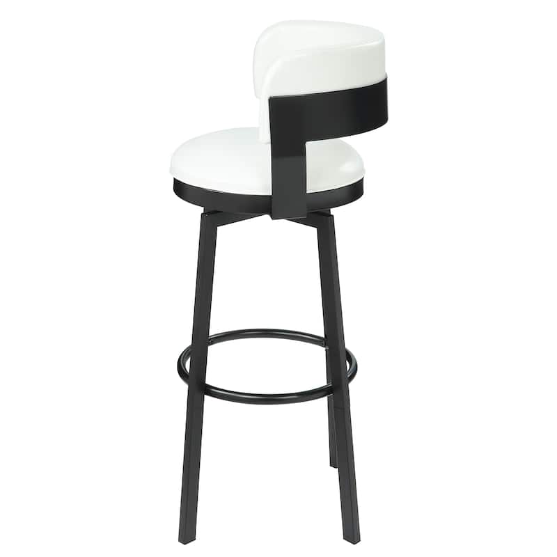 Azalea Park Barrel Back Indoor Adjustable Faux Leather Swivel Barstool - 19.49 W x 18.5 D x 37.8 H"