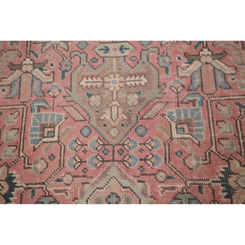 Pink Tabriz Persian Vintage Rug Hand-Knotted Traditional Wool Carpet - 6'9"x 9'8"