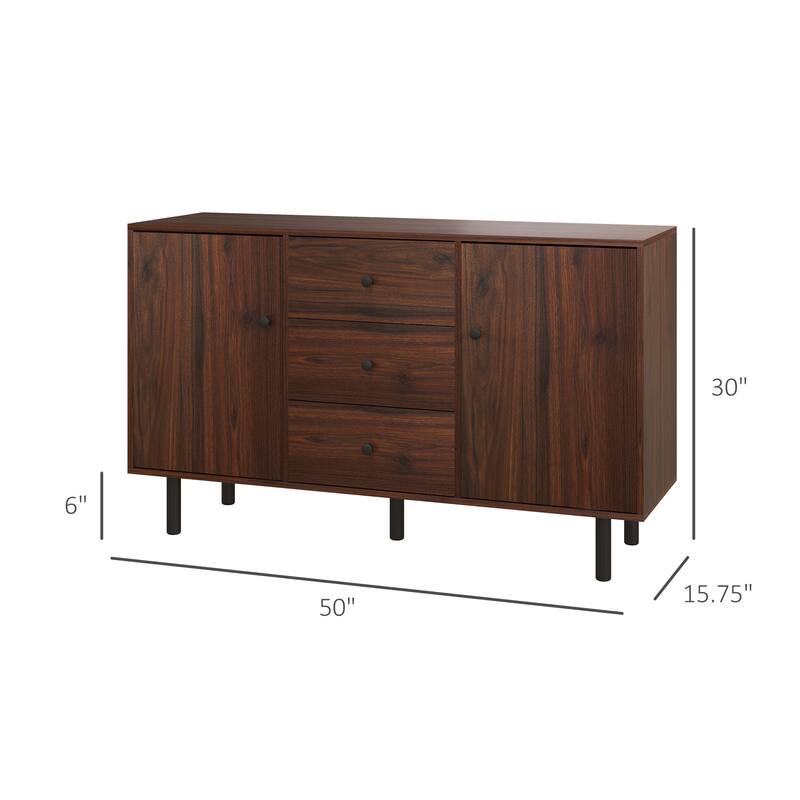 Sideboard Buffet Cabinet, Kitchen Cabinet with 2 Cupboards, 3 Drawers and Adjustable Shelves, Coffee Bar Cabinet