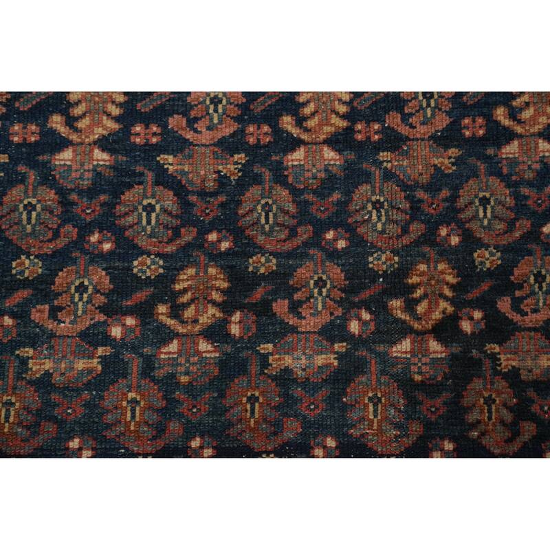 Hand Knotted Oriental 100% Wool Carpet Traditional Floral Navy Blue & Blues Malayer Area Rug - 13' 6'' X 6' 11''