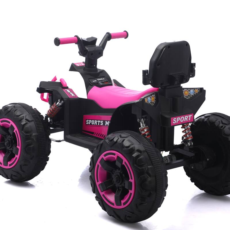 Pink Ride On Toy Car 12V Electric ATV Car, 4 Wheeler Electric Toy Car Off-Road Toy Car with Bluetooth