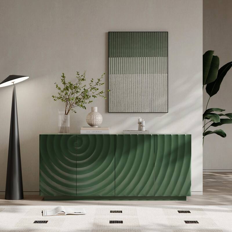 Modern 4-Door Buffet Cabinet with Storage - Green