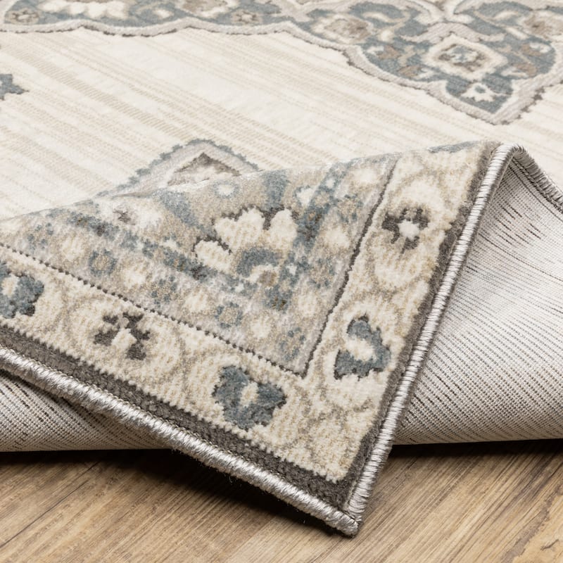 Style Haven Everly Vintage Center Star Medallion Ivory/ Blue Area Rug
