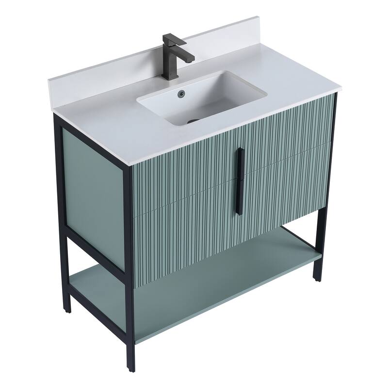 Fine Fixtures Serenity Modern Bathroom Vanity with White Stone Top