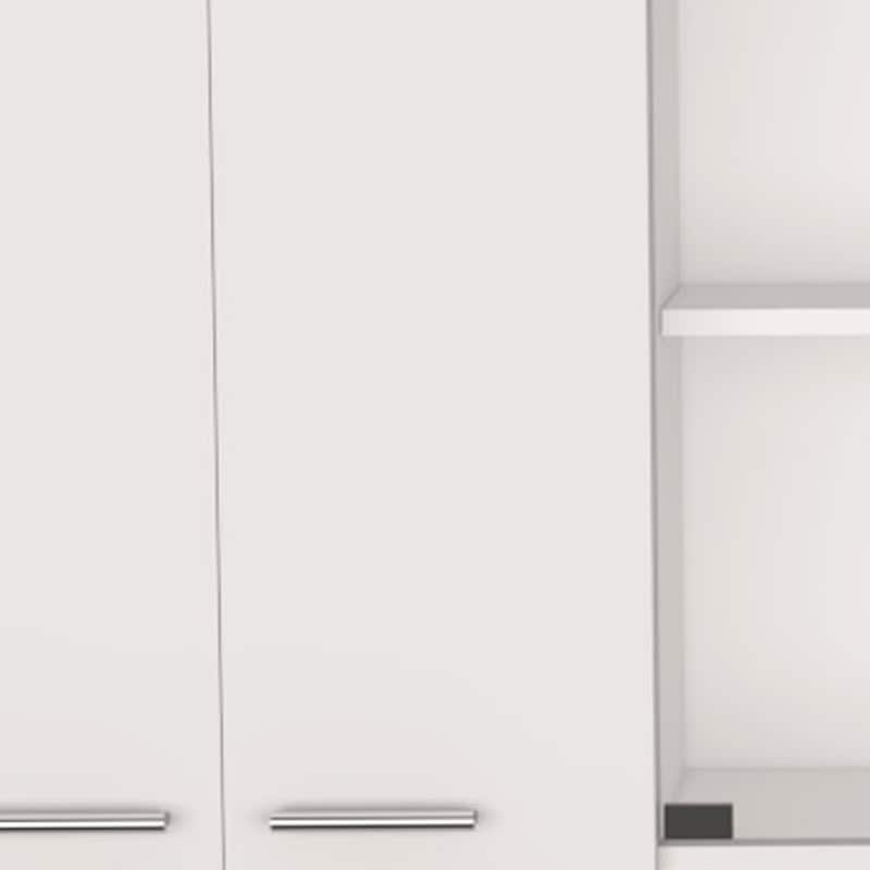 HomeRoots 59" White Wood Wall Mounted China Cabinet With Six Doors