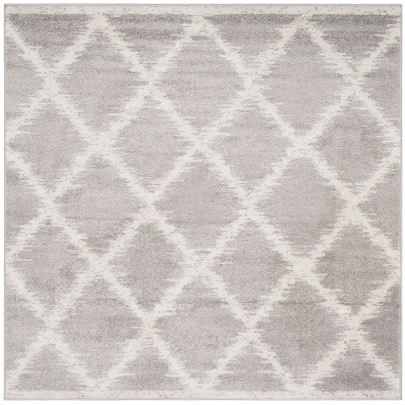 SAFAVIEH Adirondack Gisberta Vintage Boho Oriental Trellis Rug - 6' Square - Silver/Ivory