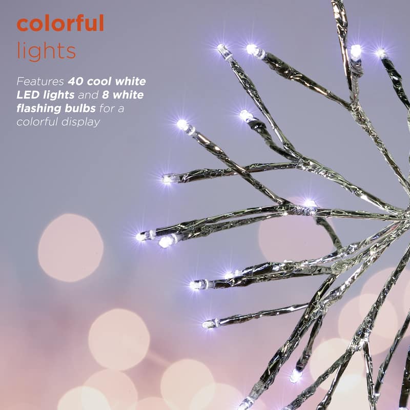 Alpine Corporation 10"H Indoor Christmas Snowflake Ornament with LED Lights