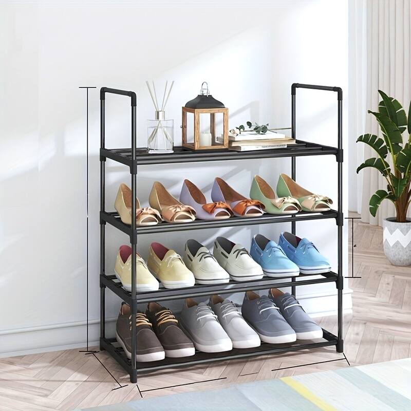 Black Heavy Duty Steel and Plastic Storage Rack Durable Multi Layer Organizer for Home and Office - 23.6” x 11” x 28”
