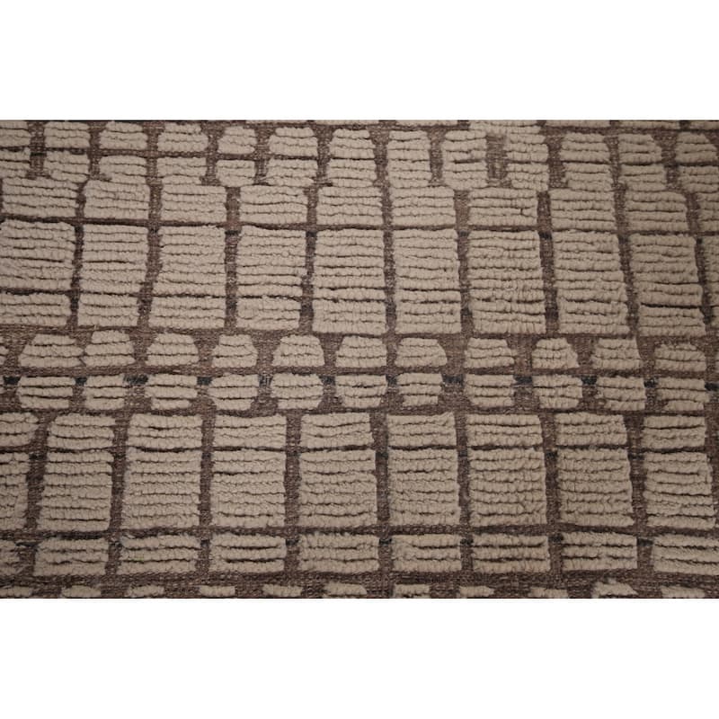 Ivory Large Moroccan Oriental Area Rug Handmade Wool Carpet - 12'2"x 16'9"