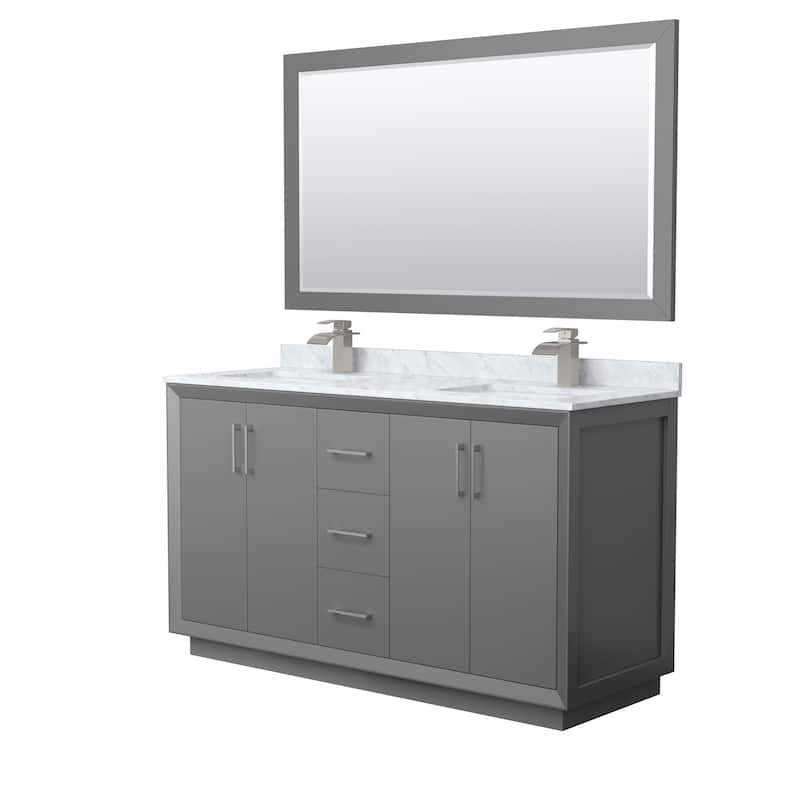 Wyndham Collection WCF414160D-NAT-UNSM58 Strada 60" Free Standing - Dark Gray / Brushed Nickel Hardware