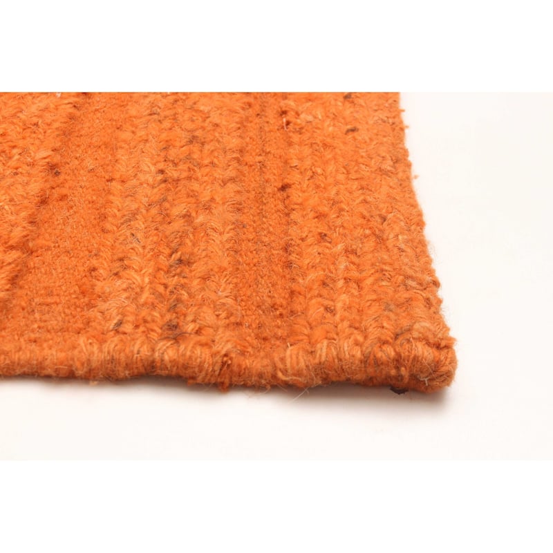 ECARPETGALLERY Flat-Weave Natural Burnt Orange Wool Tapestry Kilim - 6'4 x 6'4