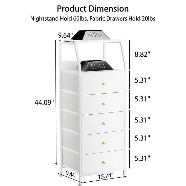 White Dresser with 3/4/5 Drawers, Vertical Storage Tower Fabric Dresser for  Bedroom, Hallway, Entryway, Nursery - Bed Bath & Beyond - 40832658