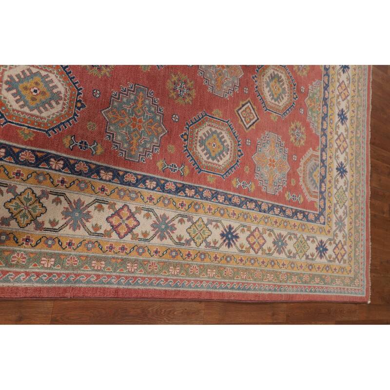 Geometric Kazak Area Rug Handmade Dining Room Wool Carpet - 6'5" x 9'6"
