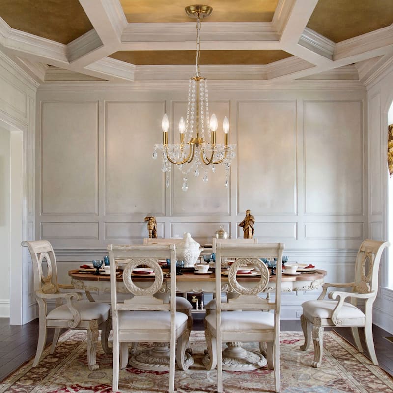 4-Light Candle Style Chandelier, Classic Crystal Chandelier, Traditional Chandelier with Crystal Accents for Living Room Bedroom