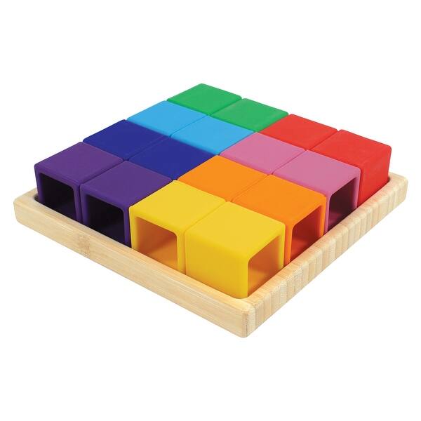 slide 1 of 1, Hudson Baby Silicone Block Set with Wood Tray, Multicolor, One Size - Multicolor Multicolor - Toddler
