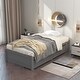 preview thumbnail 1 of 15, Twin Bed with 2 Drawers Solid Wood No Box Spring Needed Grey Platform Bed Grey