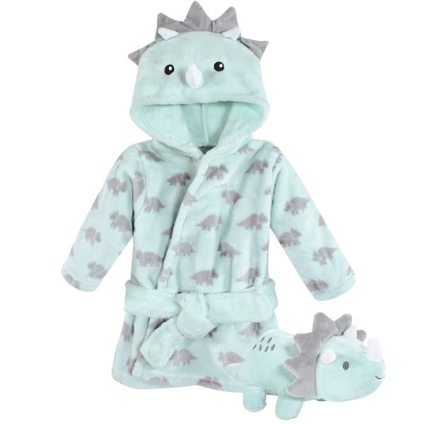 slide 1 of 1, Hudson Baby Plush Bathrobe and Toy Set, Triceratops, One Size - Triceratops - One Size One Size - Triceratops