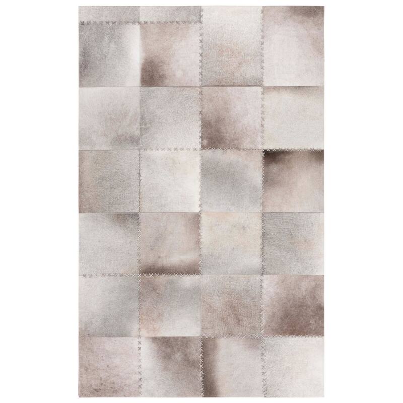 SAFAVIEH Handmade Studio Della Leather Modern Rug - 6' x 9' - Grey
