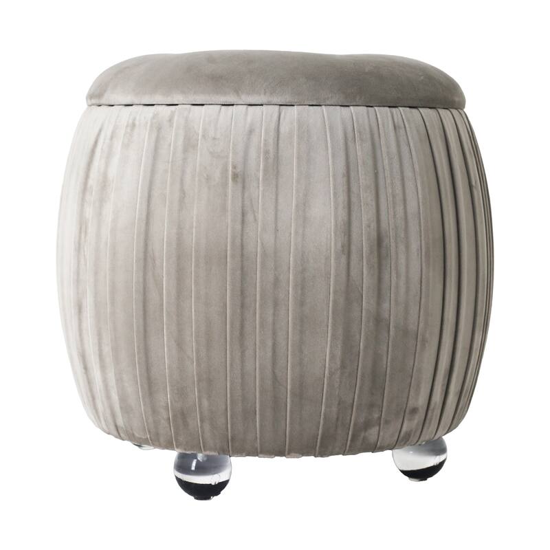 Backless Storage Stool with Velvet Upholstery - Accent for Living Room Home Decor