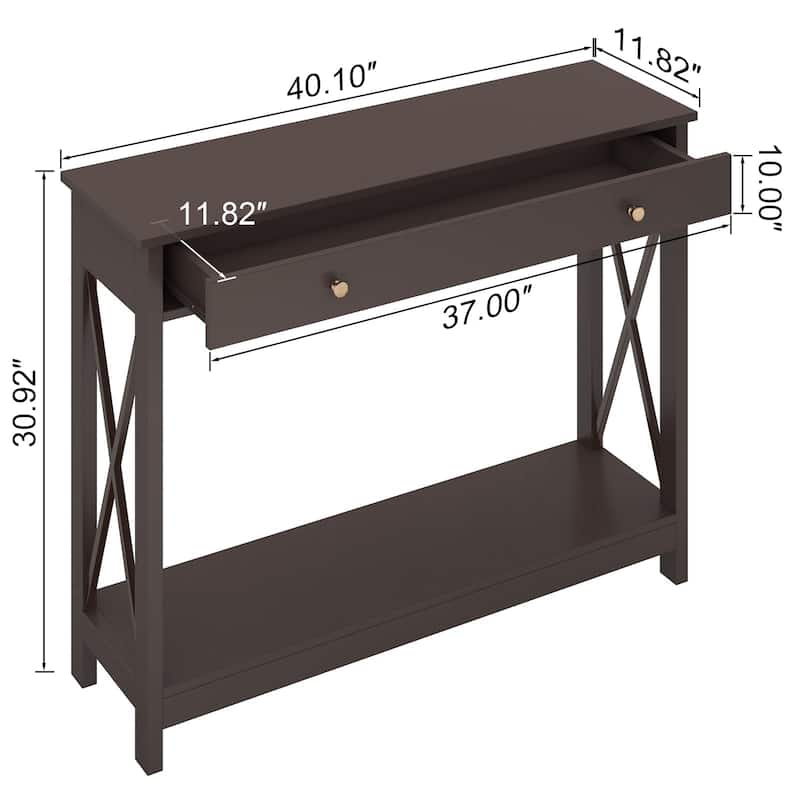 Foyer Entryway Console Table with 1 Drawer and Storage Shelves - Espresso