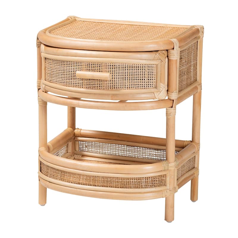 Divitia Bohemian Natural Rattan 1-Drawer Nightstand - 1-drawer