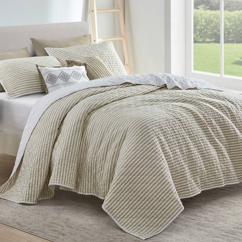 Wonderful 5 Piece Striped Coverlet Set
