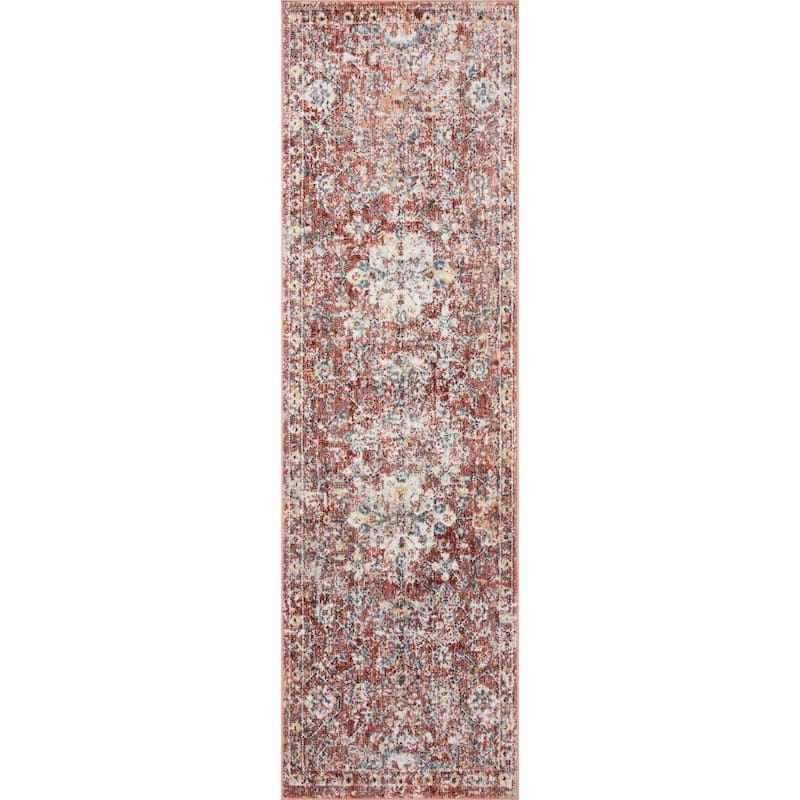 Alexander Home Penelope Botanical Oriental Area Rug - 2'-6" x 7'-9" - Rust / Ivory - Rectangle