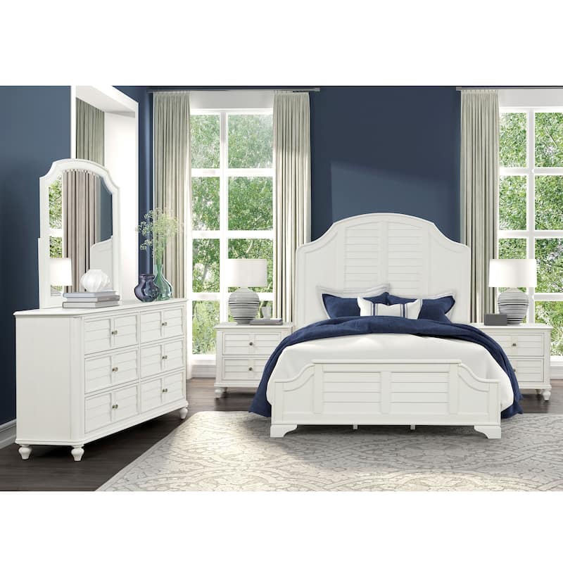 Furniture of America Skye 5-Piece Antique White Wood Panel Bedroom Set - King