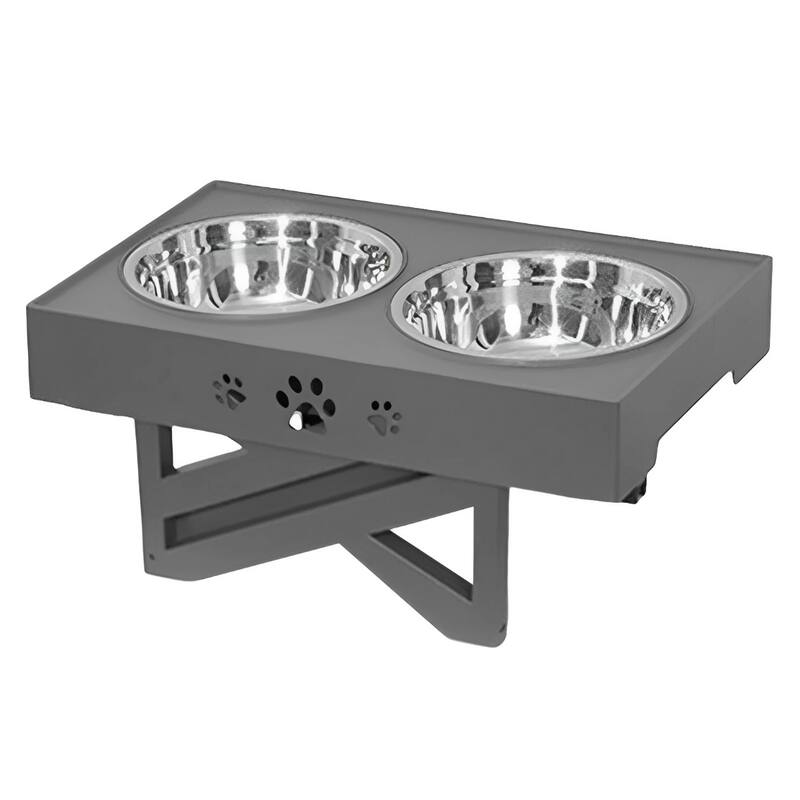 Dog Feeding Station with Stainless Steel Bowls Elevated - Grey