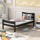 preview thumbnail 19 of 25, Classic Design Easy to Clean Twin Size Wood Platform Bed with Headboard and Wooden Slat Support Espresso - Twin