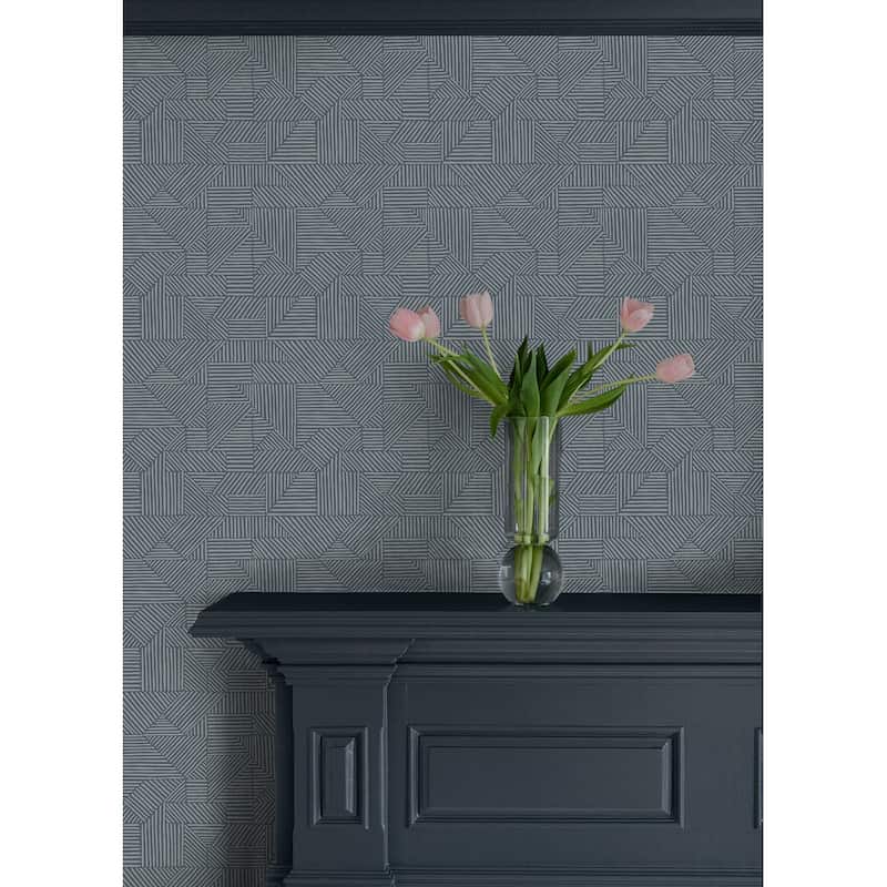 A-Street Prints Crescendo Blue Block Geometric Wallpaper