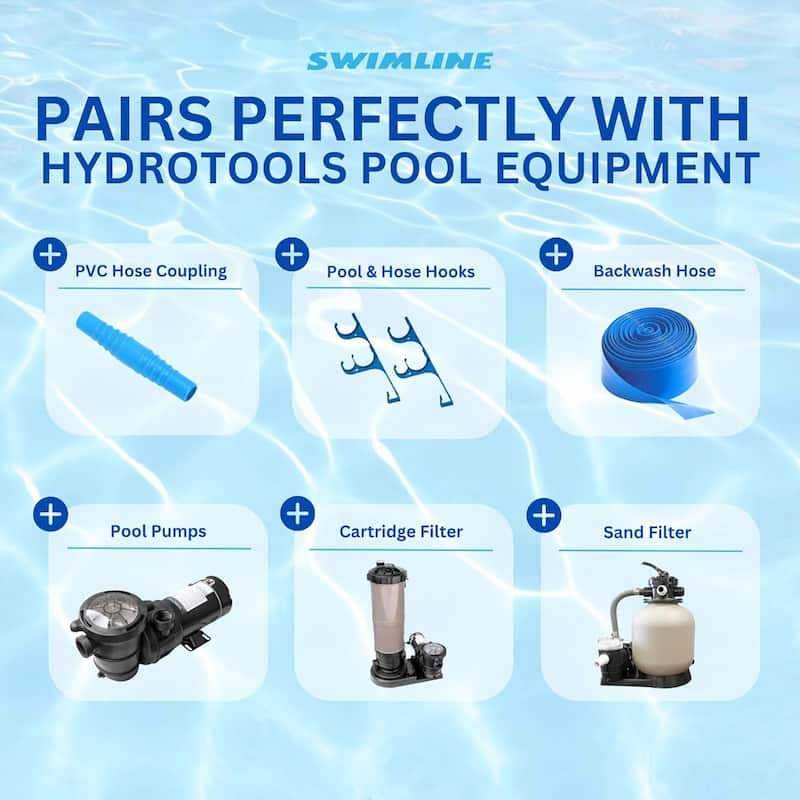 Swimline HydroTools 45’ Premium Spiral Wound Pool Vacuum Hose with Swivel Cuff - 8