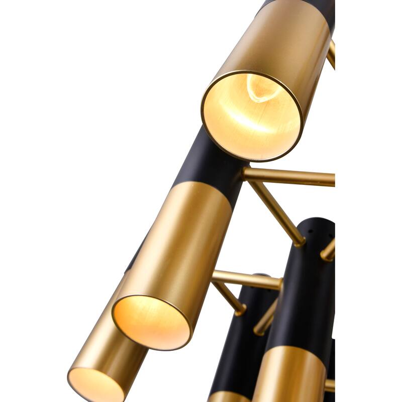 Anem 19 Light Down Chandelier With Matte Black & Satin Gold Finish - Matte Black/Satin Gold