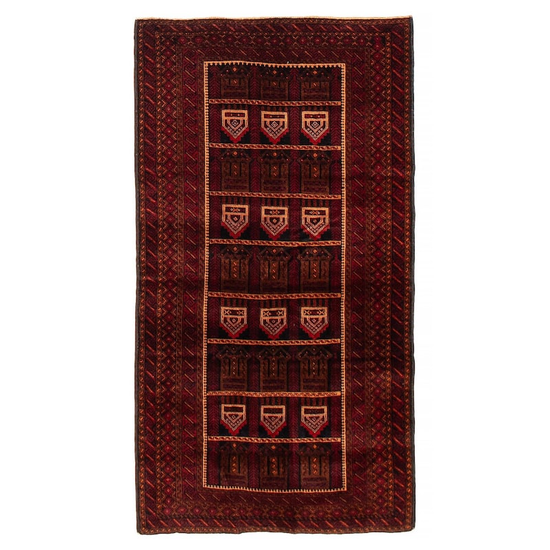 Teimani Red Rug 3'5" x 6'2" - 3'5 x 6'2 - Red - 3'5 x 6'2