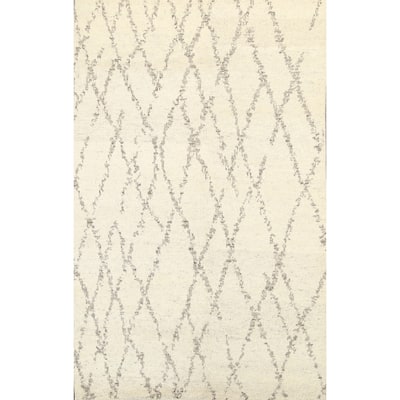 Geometric Contemporary Moroccan Oriental Wool Area Rug Hand-knotted - 5'2" x 7'7"