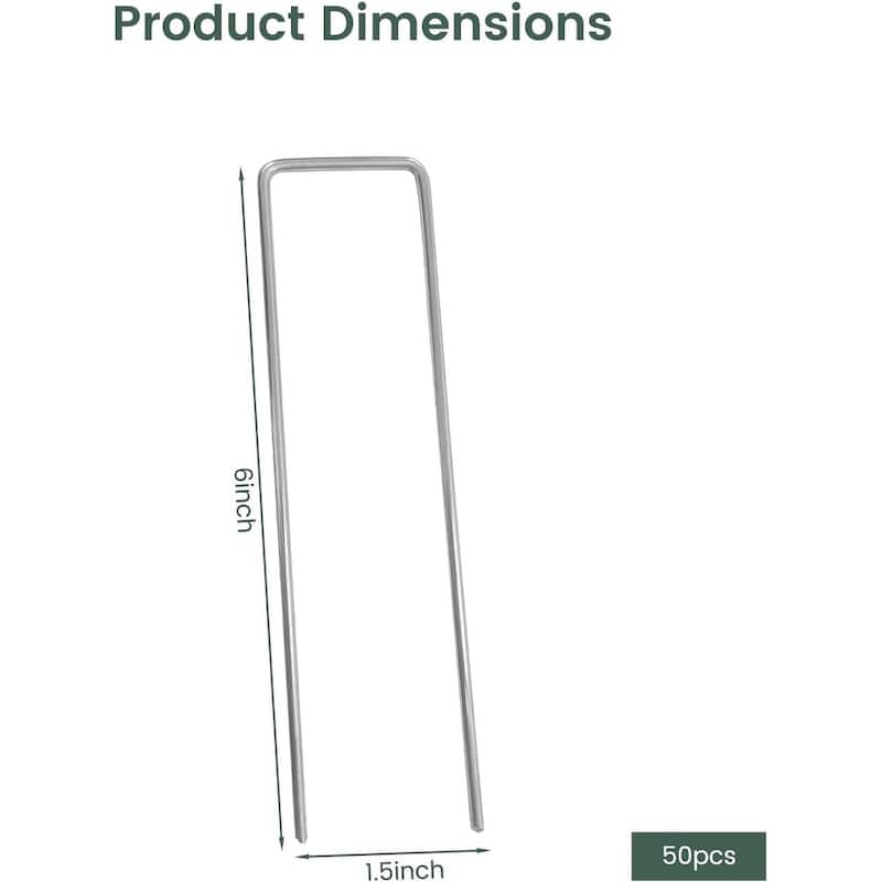 6 Inch Garden Stakes Galvanized, U-Type Turf Staples, Garden Stakes Landscaping Staples for Weed Fabric Barrier Ground Cover