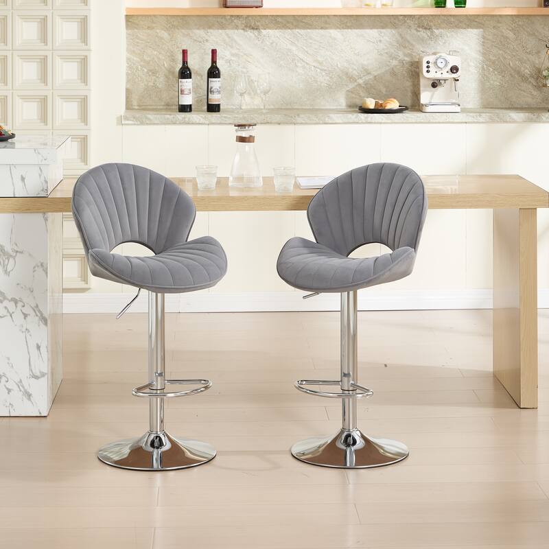Counter Height Bar Chairs Set of 2, Swivel Bar Stools with Adjustable Height, Kitchen Island Chairs with Back & Footrest